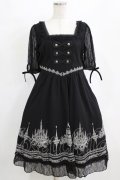Ozz oneste / レース切替プリントワンピース  黒 H-26-02-11-014-OO-OP-AK-ZH