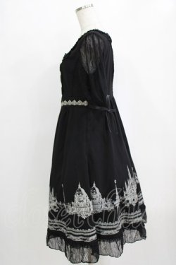 画像2: Ozz oneste / レース切替プリントワンピース  黒 H-26-02-11-014-OO-OP-AK-ZH