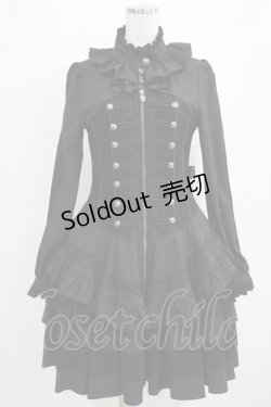 画像1: OZZ ANGELO / ナポレオンZIPオーバーワンピース  ブラック H-26-02-11-015-OO-OP-KB-ZH