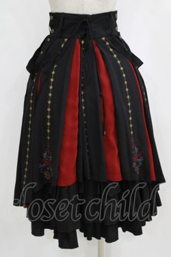 画像3: Ozz oneste / 霧蝶刺繍入り袴風プリーツスカート  黒×赤 H-26-02-11-019-OO-SK-KB-ZH