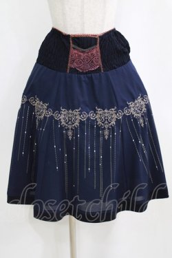 画像1: Rozen Kavalier / 刺繍シャーリングスカート  ネイビー H-26-02-11-020-OO-SK-KB-ZH