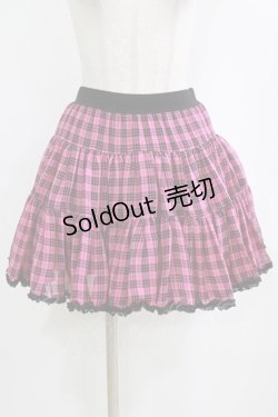 画像1: ALGONQUINS / シフォンチェックスカート F ピンク×黒 H-26-02-11-023-AL-SK-AK-ZH
