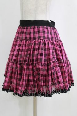 画像2: ALGONQUINS / シフォンチェックスカート F ピンク×黒 H-26-02-11-023-AL-SK-AK-ZH