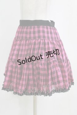 画像2: ALGONQUINS / シフォンチェックスカート F ピンク×黒 H-26-02-11-023-AL-SK-AK-ZH