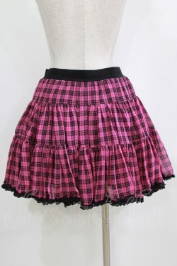 画像3: ALGONQUINS / シフォンチェックスカート F ピンク×黒 H-26-02-11-023-AL-SK-AK-ZH