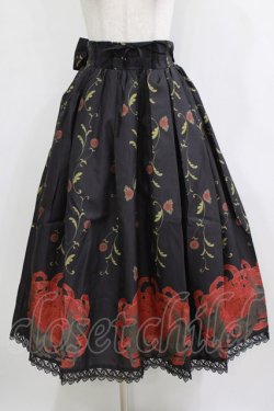 画像1: Chalmiere / 菊と狐柄スカート M ブラック H-26-02-12-023-0-SK-NS-ZH