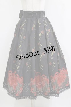 画像1: Chalmiere / 菊と狐柄スカート M ブラック H-26-02-12-023-0-SK-NS-ZH