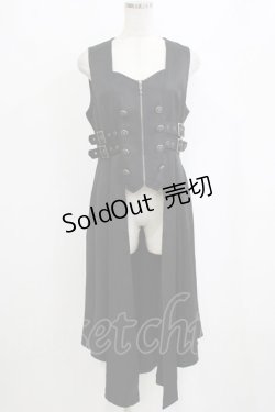 画像1: NIBBLE POISON / ベルトデザインロングベスト M ブラック H-26-02-12-037-0-JA-NS-ZH