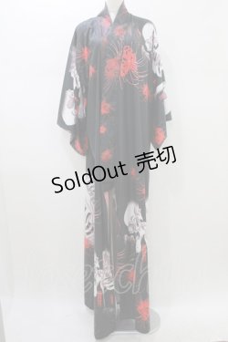 画像1: Royal Princess Alice / 新がしゃどくろ浴衣 Free ブラック H-26-02-12-040-LO-OP-NS-ZH