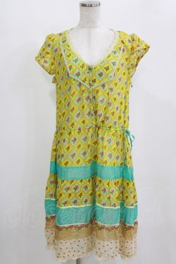 画像1: Cherir la femme / ローズプリントワンピース M ブルー H-26-02-12-041-LO-OP-NS-ZH