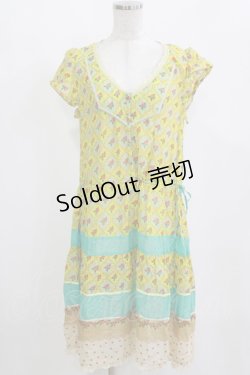 画像1: Cherir la femme / ローズプリントワンピース M ブルー H-26-02-12-041-LO-OP-NS-ZH