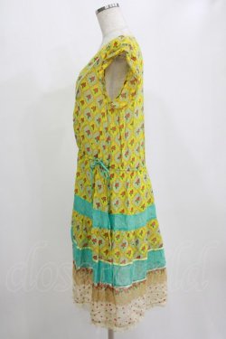 画像2: Cherir la femme / ローズプリントワンピース M ブルー H-26-02-12-041-LO-OP-NS-ZH