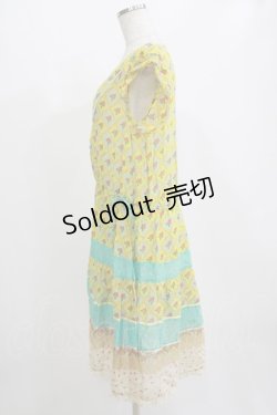 画像2: Cherir la femme / ローズプリントワンピース M ブルー H-26-02-12-041-LO-OP-NS-ZH