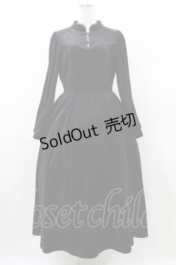 画像1: axes femme / チャイナ風ベロアワンピース M ブラック H-26-02-12-1046-AX-OP-NS-ZH