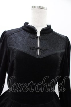 画像3: axes femme / チャイナ風ベロアワンピース M ブラック H-26-02-12-1046-AX-OP-NS-ZH