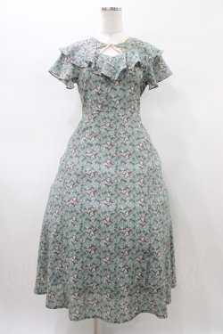 画像1: an another angelus / フロント開き小花柄ラッフルワンピース Free GREEN H-26-02-12-1049-CA-OP-NS-ZH