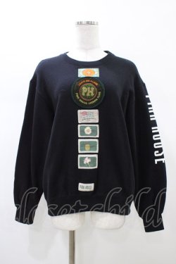 画像1: PINK HOUSE / ロゴワッペントレーナー Free ブラック H-26-02-12-1054-LO-TO-NS-ZH