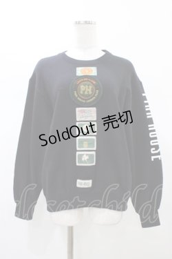 画像1: PINK HOUSE / ロゴワッペントレーナー Free ブラック H-26-02-12-1054-LO-TO-NS-ZH