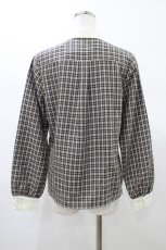 画像2: F i.n.t / プチネクタイ付きクレリックチェックシャツ Free GRAY×BK H-26-02-12-1057-CA-BL-NS-ZH (2)