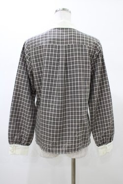 画像2: F i.n.t / プチネクタイ付きクレリックチェックシャツ Free GRAY×BK H-26-02-12-1057-CA-BL-NS-ZH