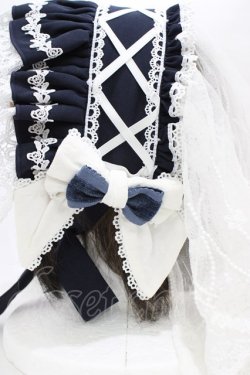 画像3: Hoshibako Works / オリヴィア レースボンネット  ネイビー H-26-02-12-1009-LO-AC-NS-ZH