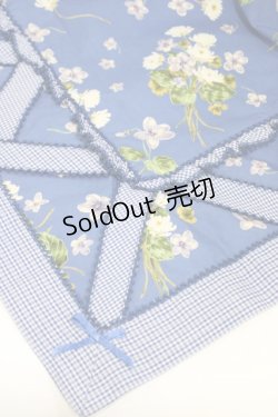 画像2: PINK HOUSE / チェック切替ブーケ柄ストール  ブルー H-26-02-12-1024-LO-ZA-NS-ZH