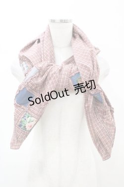画像1: PINK HOUSE / バラ刺繍チェックストール  レッド H-26-02-12-1025-LO-ZA-NS-ZH