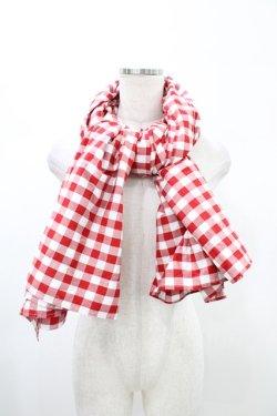 画像1: PINK HOUSE / ギンガムチェックストール  レッド H-26-02-12-1026-LO-ZA-NS-ZH