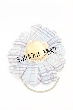 画像1: PINK HOUSE / チェック柄フラワーコサージュ  ブルー H-26-02-12-1029-LO-AC-NS-ZH