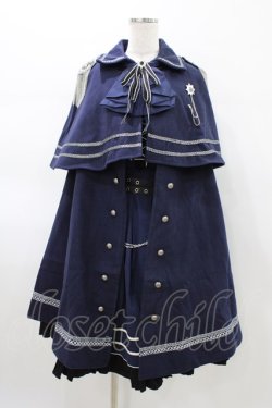 画像1: 春 （海外ロリータブランド） / ミリタリージャンパースカート+マント M ネイビー H-26-02-12-1036-0-OP-NS-ZH