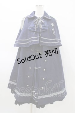 画像1: 春 （海外ロリータブランド） / ミリタリージャンパースカート+マント M ネイビー H-26-02-12-1036-0-OP-NS-ZH