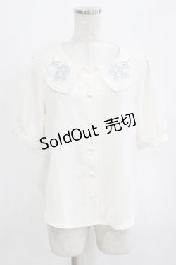 画像1: Fi.n.t / デルフィニウム刺繍ビッグカラーブラウス Free WHITE×BL H-26-02-12-051-CA-BL-NS-ZH
