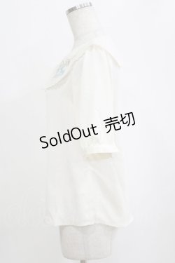 画像2: Fi.n.t / デルフィニウム刺繍ビッグカラーブラウス Free WHITE×BL H-26-02-12-051-CA-BL-NS-ZH