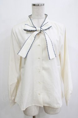 画像1: Fi.n.t / キャンディーストライプボウタイブラウス Free IVORY H-26-02-12-053-CA-BL-NS-ZH