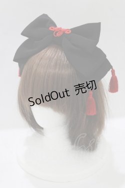 画像1: metamorphose / 無地タッセル付きリボンカチューシャ  ブラック H-26-02-12-068-ME-AC-NS-ZH