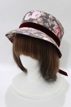 画像1: LOLITAその他 / 帽子屋メア/ボンネット風クロッシェハット「追憶の花園」  チャコール H-26-02-12-074-LO-AC-NS-ZH