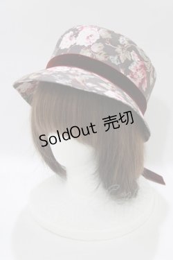 画像1: LOLITAその他 / 帽子屋メア/ボンネット風クロッシェハット「追憶の花園」  チャコール H-26-02-12-074-LO-AC-NS-ZH
