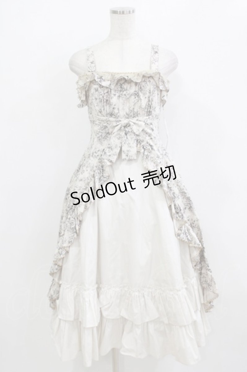 画像1: Victorian maiden / トワルドロココブーケフリルリボンジャンパースカート Free ブラック H-26-02-12-008-CL-OP-NS-ZH (1)