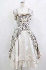 画像1: Victorian maiden / トワルドロココブーケフリルリボンジャンパースカート Free ブラック H-26-02-12-008-CL-OP-NS-ZH (1)