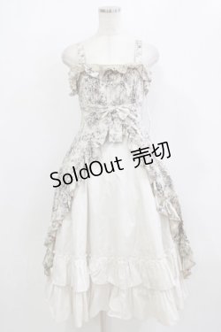 画像1: Victorian maiden / トワルドロココブーケフリルリボンジャンパースカート Free ブラック H-26-02-12-008-CL-OP-NS-ZH