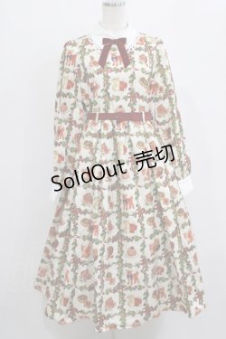 画像1: axes femme kawaii / 森のケーキ屋さん柄ワンピース M 生成り H-26-02-12-012-AX-OP-NS-ZH