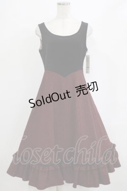 画像1: Victorian maiden / ヴィクトリアンベルベットブライアジャンパースカート Free 千鳥ボルドー H-26-02-12-014-CL-OP-NS-ZH