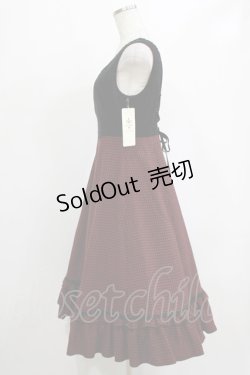 画像2: Victorian maiden / ヴィクトリアンベルベットブライアジャンパースカート Free 千鳥ボルドー H-26-02-12-014-CL-OP-NS-ZH