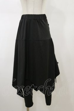 画像1: NieR Clothing / スカート付きサルエルパンツ F 黒 H-26-02-13-043-PU-PA-AK-ZH