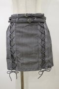 NieR Clothing / ダブルベルトミニスカート F グレー H-26-02-13-046-PU-SK-AK-ZH