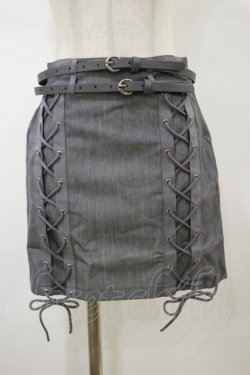 画像1: NieR Clothing / ダブルベルトミニスカート F グレー H-26-02-13-046-PU-SK-AK-ZH