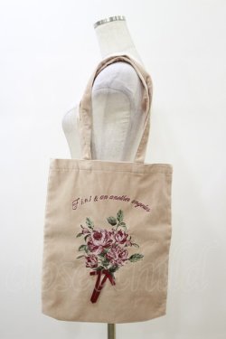 画像1: Fi.n.t / ローズブーケ刺繍別珍トートバッグ  ピンクベージュ H-26-02-13-005-CA-BG-KB-ZH