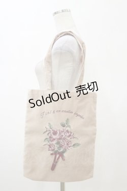 画像1: Fi.n.t / ローズブーケ刺繍別珍トートバッグ  ピンクベージュ H-26-02-13-005-CA-BG-KB-ZH