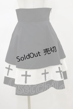 画像1: Moi-meme-Moitie / 十字架3段スカート 2 ブラック×ホワイト H-26-02-13-050-MO-SK-KB-ZH