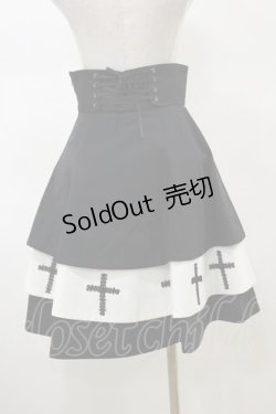 画像2: Moi-meme-Moitie / 十字架3段スカート 2 ブラック×ホワイト H-26-02-13-050-MO-SK-KB-ZH